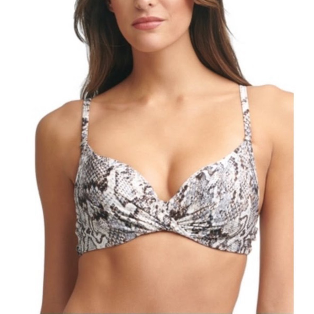 Calvin Klein Women's Snake Print Twist Front Underwire Bikini Top NWT